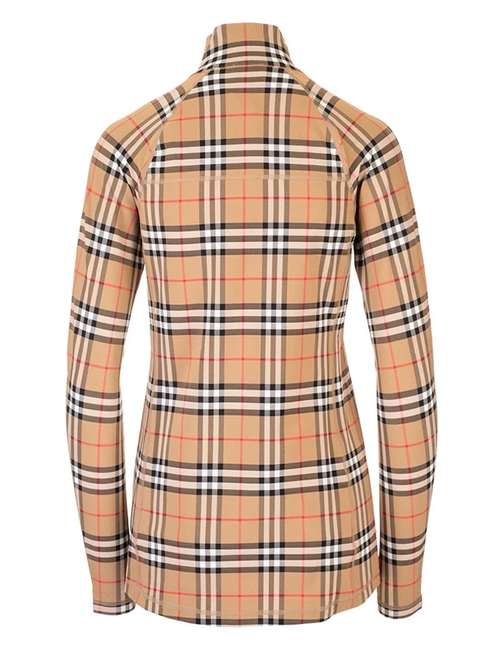 Burberry Beige Vintage Check Zip Neck Top